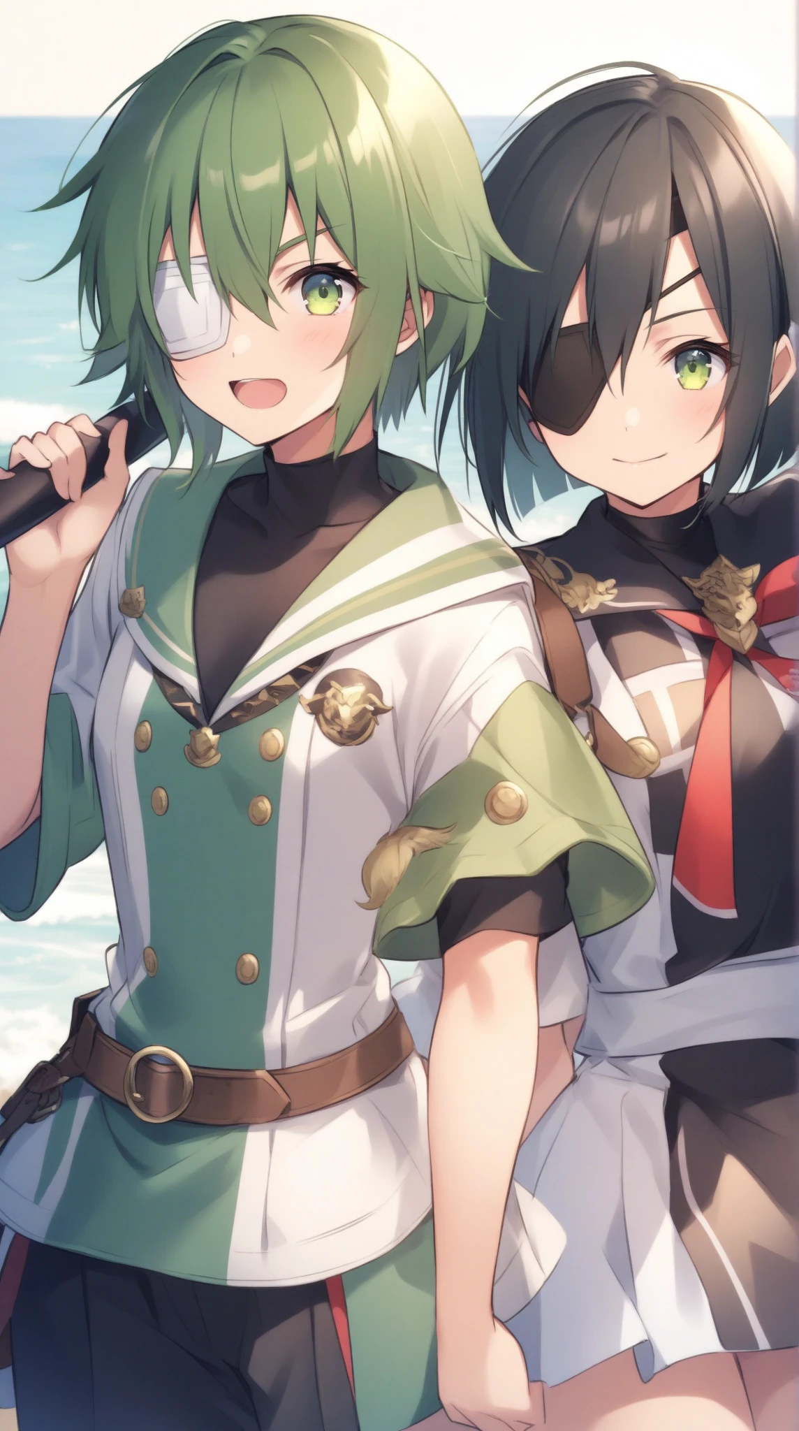 xiao, green haired boy, yellow eyes, drowning underwater:1.5, dead eyes, trying to swim up