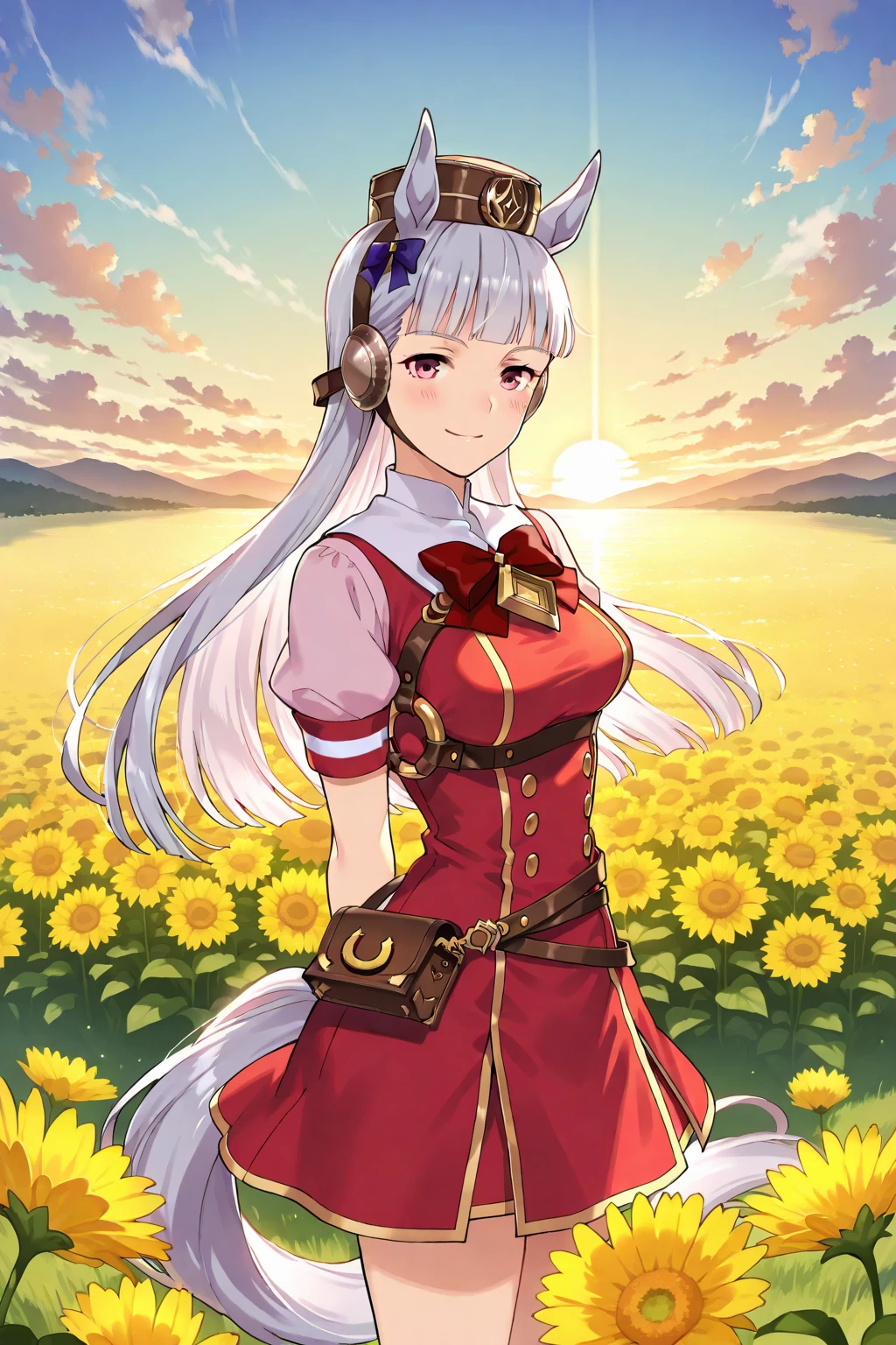 Masterpiece: 1.2), (Best Quality: 1.2), Detailed, Canola Flower Field, Running, Lori, Illya, Magical Girl Illya, Big Breasts