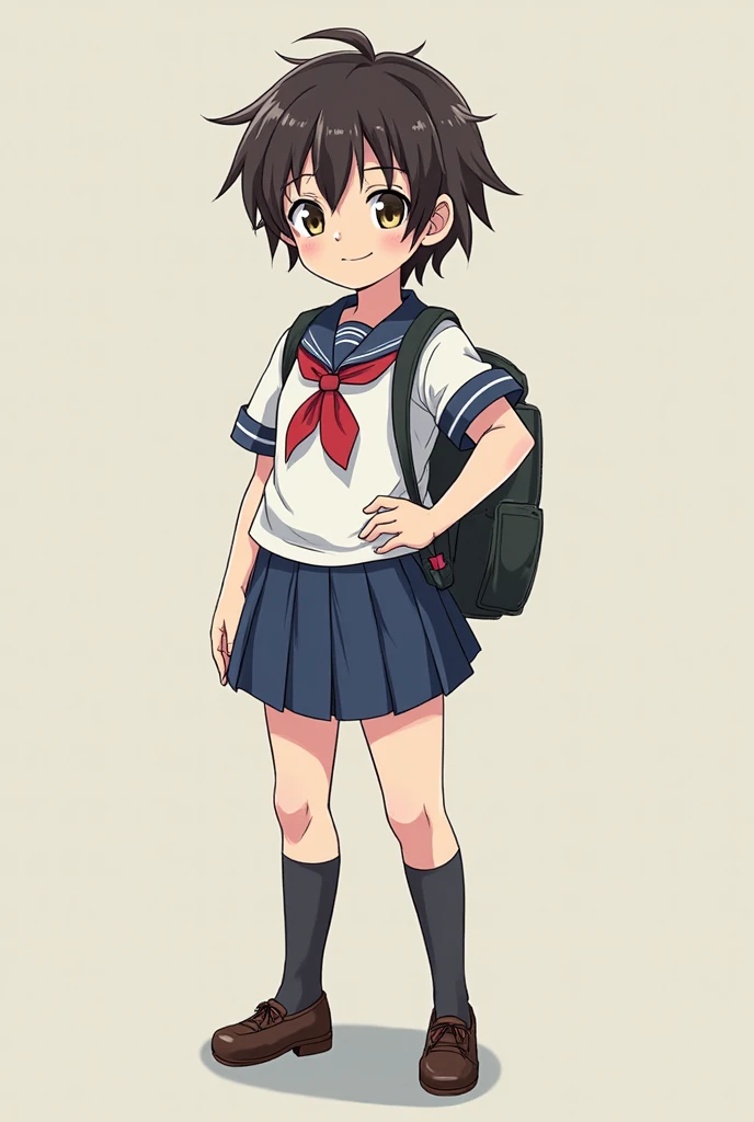 ((officially)) ((masterpiece)) ((Best quality)) ((detailed)) little cartoon schoolgirl in school uniform with Kazakhstan flag emblem on pocket on white background full length