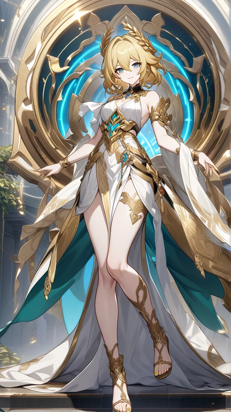 - A woman in a white dress holding a crystal ball，Gorgeous long dress,Half-exposed chest White-haired god, goddess of wisdom, An elf queen, Onmyoji detailed art, jellyfish priestess, spirit fantasy concept art, ((a beautiful fantasy empress)), Goddess of Light, Beautiful celestial mage, fairy queen, Keqing from Genshin Impact, full portrait of elementalist