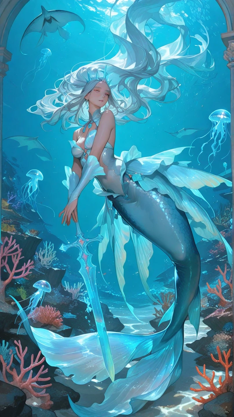 1girl, mermaid girl,slime substance, melting, colored skin, full body, mermaid, mature female, Original Character, Volumetric Lighting, Best Shadows, Shallow Depth of Field, Stunningly Beautiful Girl, Delicate Beautiful Attractive Face, <lora:anti_longtorso_v10:1>  <lora:weight_slider_v2:-5>