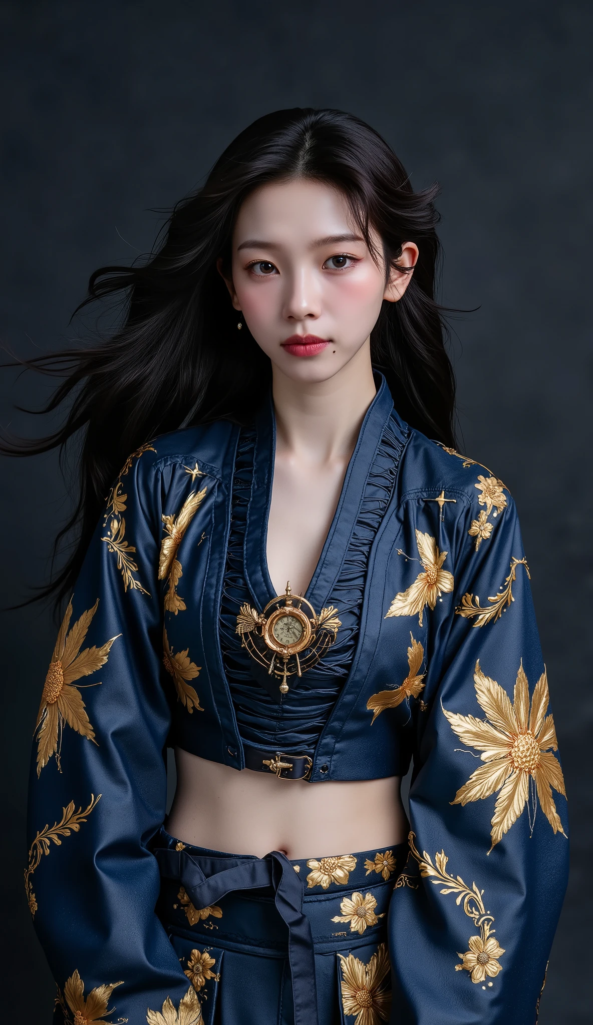masterpiece、top quality、top quality、high resolution、、RAW images、8k、Medieval Korea、一人のwomanhood、Alone、dynamic pose、Beauty、 Keen Eyes 、(Keen Eyesつきで、 Keen Eyes cover one eye with hair :1.5 ) 、ほっそりandしたwomanhood、ほっそりandした体、thin waist、big 、 An image of a kimono with an open neckline、womanhood、Adding a modern element to traditional samurai armor、She is wearing an elaborate outfit. The dark blue background blends a gold floral pattern to add elegance and sophistication. 彼女は同じ青い背景の上でsexy poseをandっています, 調和のandれた色の組み合わせを作成する.. The long dark hair flowing over her shoulders enhances the mysterious and serene atmosphere.. holds a sword in her hand, An image of an open kimono with samurai motifs. Soft lighting creates subtle shadows that accentuate the details of the armor and the texture of the scene. exudes strength and elegance, and, A fusion of historical and modern styles in a visually intense composition.nsfw、裸のwomanhood、全裸のwomanhood、( nipples that can be seen on the bed :1.5), ((erect nipples))、nsfw, (Expand Your Pussy:1.1)、
sexy pose、random pose、sensual poses