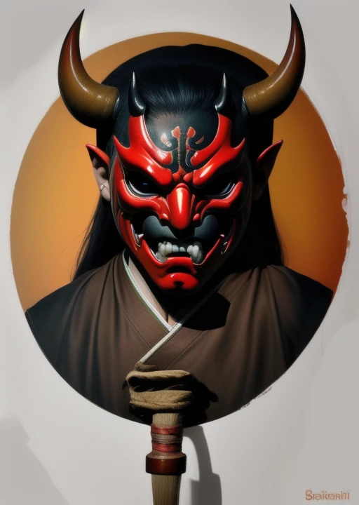 demon noh mask shadow demon scream
