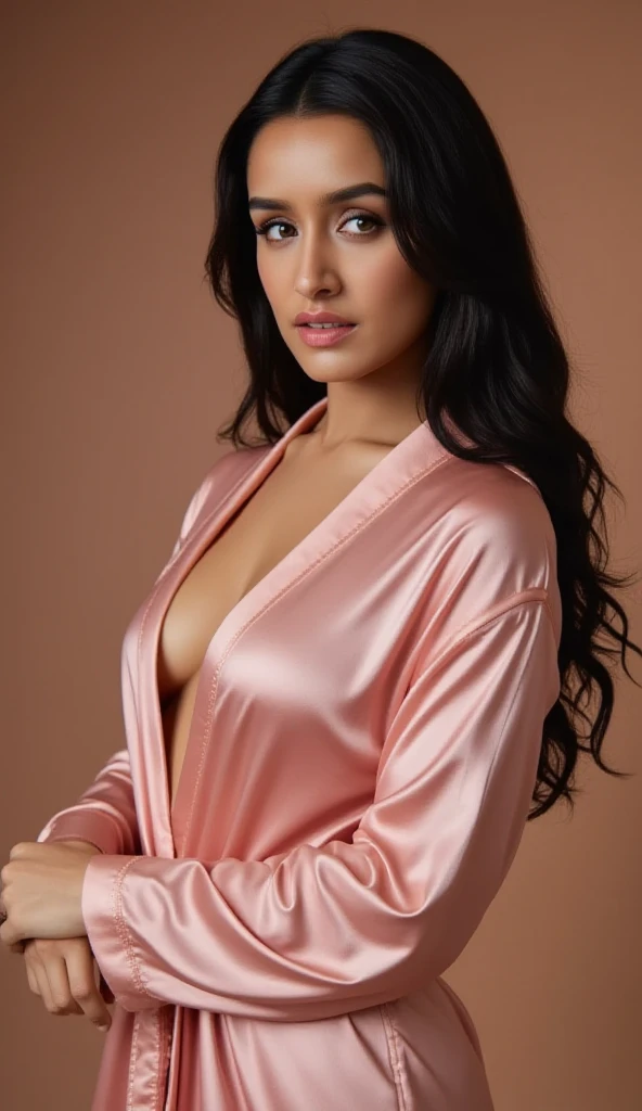 A beautiful and sexy muslim princess woman dress in flowing silk, beautiful aquiline face detail, brown eyes, full luscious lips, dar eyeliner and eyeshadow, flirty smile, mischievous glint in her eye, detailed tiny perky cleavage, perfect legs, lithe body, wonderful and innocent energy, adventurous spirit, Lucious dark hair, atmospheric fog, ambient light, rim light, a persian palace, sexy dancing and twirling,