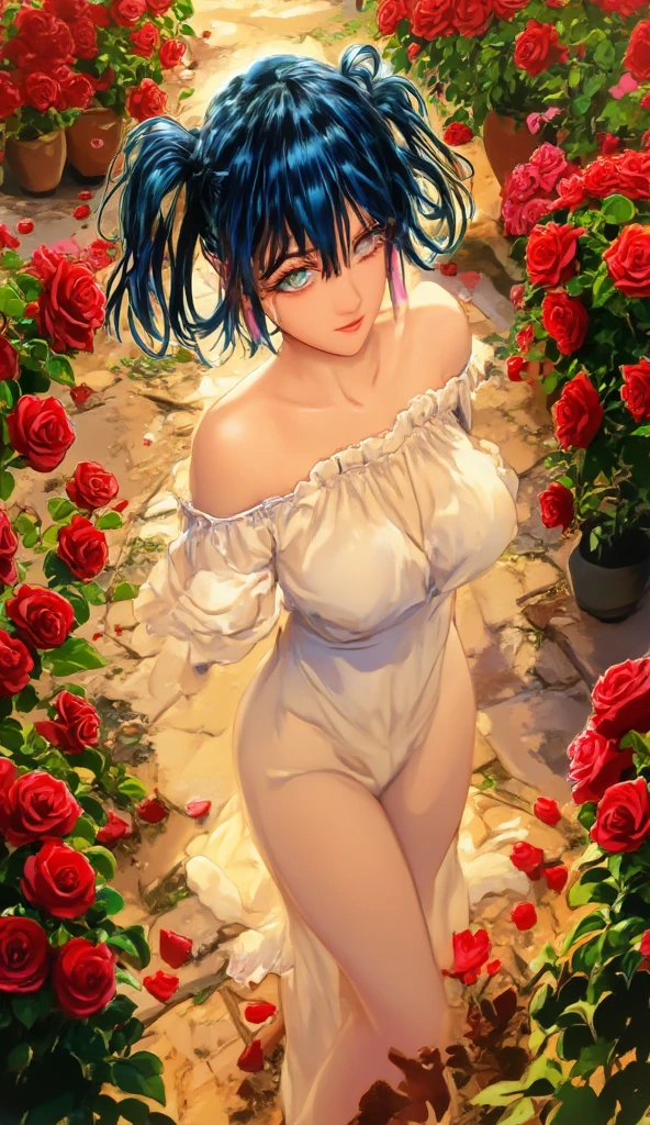 Poster,(a lot:1.3),((Art Deco,Botanical Art,Flower Art)),(Floral:1.3),Lily flower, (masterpiece, Highest quality),(Vibrant colors,colorful),(Amazing details,Detailed Background),Anatomically correct,Accurate drawing,Detail View,Sense of luxury,A girl wearing an open-chested dress:1.4,Bare Belly,Junior high school girl,12 years old,Low length,Very thin thighs, (White:1.5), Spread your legs wide,