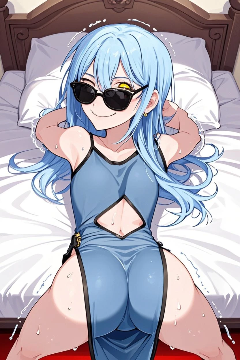 source_anime, (((masterpiece)), ((best quality)), ((high resolution 8K))), professional illustration, 1girl, solo, emilia, re:zero kara hajimeru isekai seikatsu, stunning face, symmetrical clear eyes, detailed eyes and face, detailed body, shiny skin, detailed skin, anime eyes, bra, panties, bedroom, motion lines, bouncing breasts, (sound effects:1.5), spoken text, sparkling sweat, full body, score_9, score_8_up