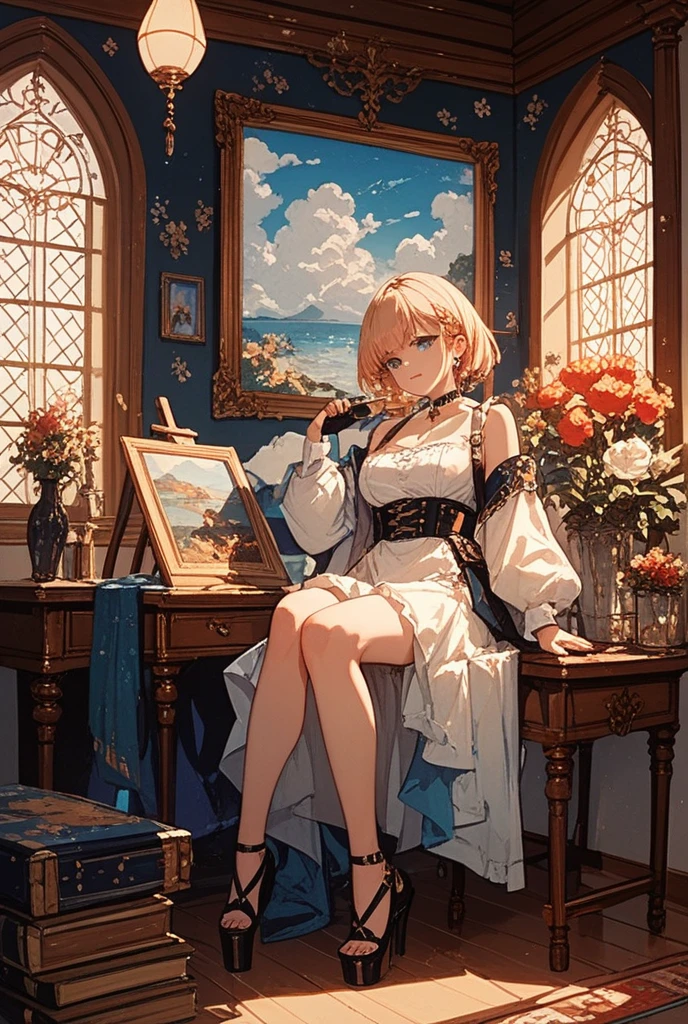 Masterpiece, high quality, top quality, highly detailed, extremely detailed, ultra-realistic, 4K, 8K, 16K, delicate anime style illustration. Cinematic lighting, graceful and beautiful painting with the theme of "legs".