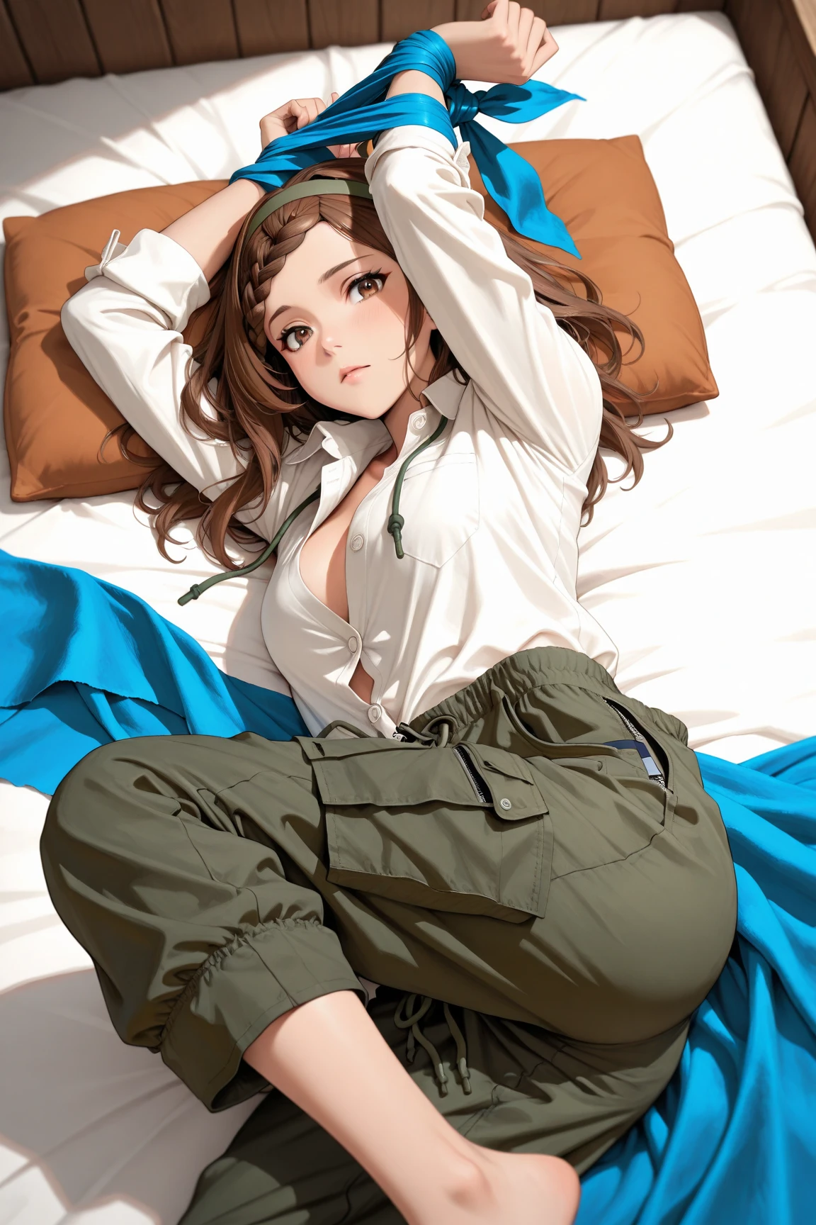 ((Lying down with his hands holding his legs))、(Raw photography、top-quality)、female pervert(masterpiece:1.4)、(8K、realisitic、Raw photo、top-quality:1.4)、japanes、(1girl in)、beauitful face、(Real Face:1.4)、(Caramel hair、Bob Hair Hair:1.3)、Beautiful hairstyle、realisticeyes、Beautiful Detail Eye、(Real Skin:1.3)、Beautiful skin、enticing、超A high resolution、A hyper-realistic、high-detail、the golden ratio、(详细的脸:1.4)、high-school uniform、(Cotton white underwear and pleated skirt)、