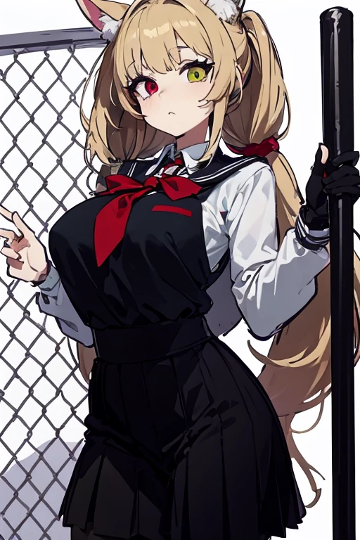 dark art, thick outlines, comics, photorealistic, perfect hands, masterpiece:1.2, ruined city at night, crazy, smiling, 1 girl,toga himiko, knife in hands, blood, cardigan, serafuku, black skirt, neckerchief, small breast, detailed background, detailed face, detailed eyes,garters