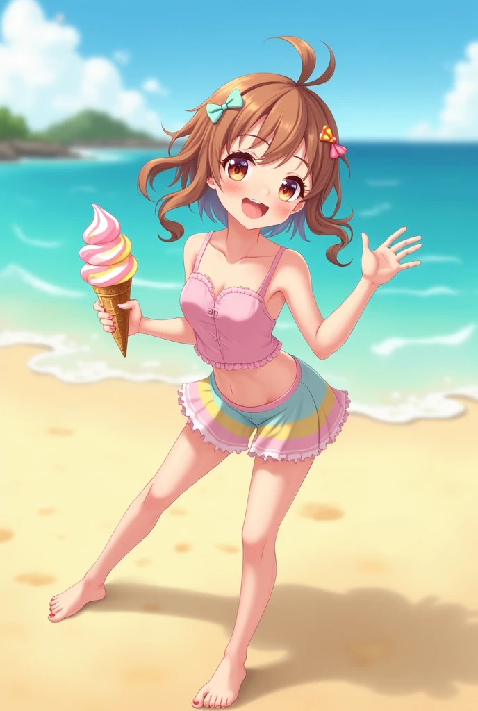 Rio Futaba in a bikini eating ice cream