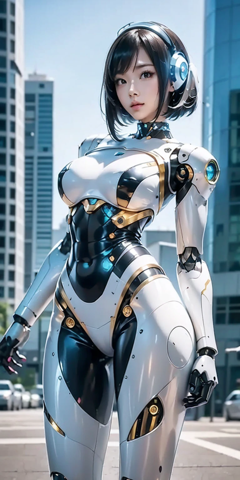 <(photorealistic:1.4), (extremely intricate:1.2)>, <(exquisitely detailed skin), cinematic light, ultra high res, 8k uhd, intricate details, Movie Light, film grain, dreamlike, best shadow, delicate, RAW>, 1girl, solo, Japanese girl, (((cyborg:1.4))), cyborg girl, cyborg armor, cyborg clothing, beautiful detailed eyes, finely detail, bright pupils, turquoise eyes, full body, large breasts:0.2, (((floating hair))), looking at viewer, pov, female focus, puffy eyes, short hair, bob hair, air bangs, dynamic pose, dynamic angle, close-up, fighting stance, fighting pose, run forward, running,(((golden metallic color | red metallic color | blue metallic color))),(((Metallic luster, metal reflective, mechanical details, extremely mechanical details, complex mechanical structure))), (((Mirrored Power Armor))), defeated, corpse, bleed, battlefield, mechanized background, giant robot in the background, outdoors, cinematic lighting, Cyberpunk world. Cyberpunk metropolis, neon, Sci-fi style, sfw:1.98,