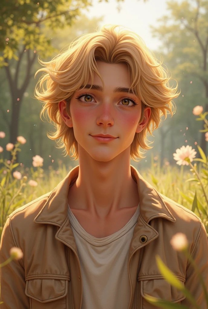 18-year-old adolescent Appearance: high (1.85 m) and very muscular, with an athletic build thanks to his love of sports. He has short, messy blond hair, and warm brown eyes. His face is square with a friendly smile that reflects his sociable nature. power Emotional Manipulation - Felix can influence people's emotions, calm them down or intensify them. His ability is useful for calming tensions and defusing conflicts, as well as to detect emotional manipulation.
