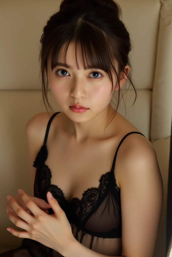 (best quality), (masterpiece), (highres), original, extremely detailed 8K wallpaper, (an extremely delicate), Best quality, masterpiece, (((disgusted and unhappy expression))), (((disgusted face, unhappy face))), angry Frown, ultra high res, (photorealistic:1.4), raw photo, street photography, photo of a young girl, She play with her own breasts, sweat, sweaty body, (sheer fabric:1.35)(loose:1.5)lace strapless dress, (((small breasts))), (bare breasts), (((erect nipple))), ((areolas)), ()), ((puffy eyes)), deep shadow, low key, cold light, deep contrast, bokeh, depth of field, below angle, low angle, (looking at viewer, softly smiling), a photo of a inside a subway, neoism, background bedroom, , ((upper body)), ((straight photo)), exposure blend, medium shot, bokeh, (hdr:1.4), high contrast, (cinematic, teal and orange:0.85), (muted colors, soothing tones:1.3), low saturation, (hyperdetailed:1.2), (nsfw:1.1),
