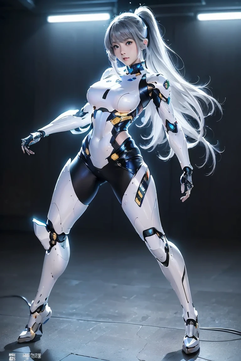 highres,absurdres,masterpiece,best quality,original,extremely detailed CG,extremely detailed wallpaper,perfect lighting,standing on the stage,looking at viewer,1girl,blurry background,bare hands,
<lora:0213 mechanical print jumpsuit_v1:0.6>,ruanyi0213,cable,mechanical parts,spine,high heels,
