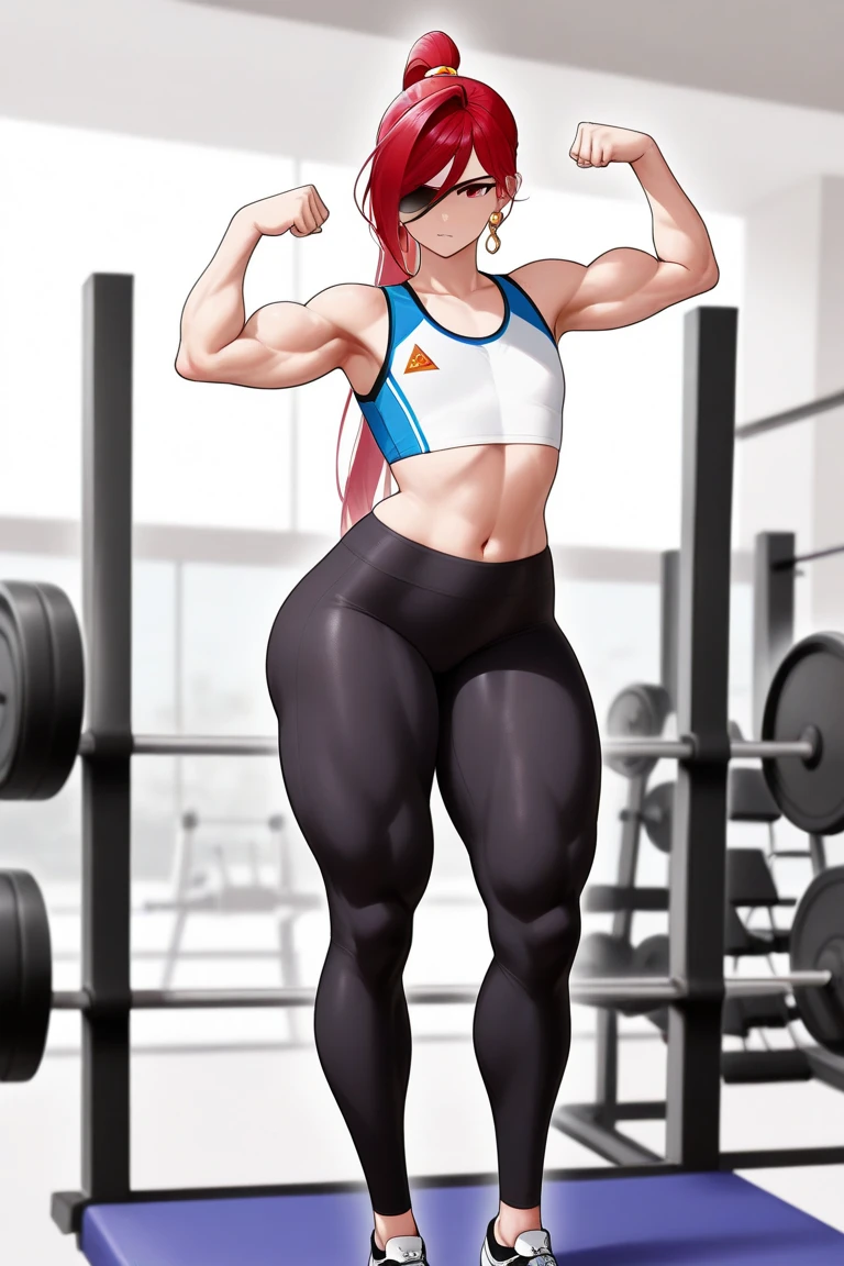 1boy, red short fluffy hair, vibrant sharp blue eyes, big sharp wolf ears, wolf tail, masterpiece, vibrant colors, shadows, bathroom setting, effeminine, sweatpants, slim waist, slim stomach, very large curvy butt, young, pale, male, slim male, please make him a soft boy, hourglass figure, slim figure