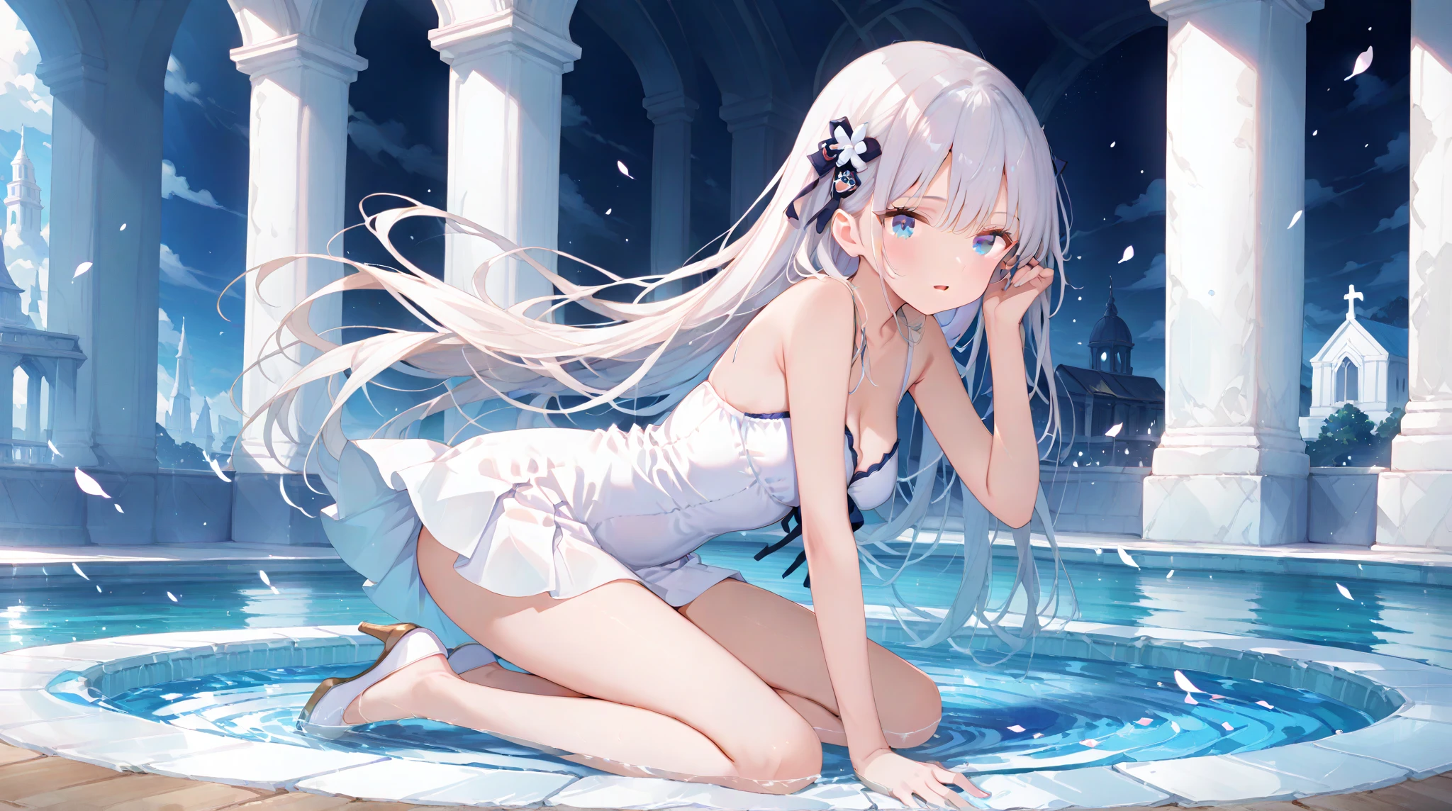 Sunburn Silver Hair long hair Beauty One person