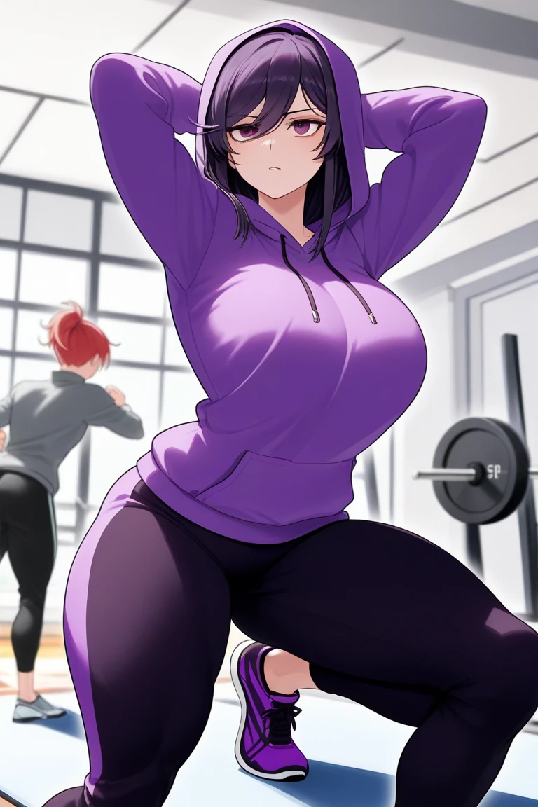 (masterpiece), best quality, purple, expressive eyes, , purple perfect face, gym, workout, hot, sweating, sweaty, tan, big , tan skin, flustered, purple, purple clothes, blush, purple clothes, see thru, yoga pants, black hair, backview , curvy woman , black hair, purple eyes ,, purple pants , multiple man, surrounded by men, men checking out women at gym, surrounded by multiple men at gym, ponytail, purple, purple clothes, purple pants, curvy woman, multiple men, curvy, massive breasts, massive ass, curvy milf, purple , one women surrounded by men, horny men, groping , grab, groping, breast grab , groping, molesting , ass grab, scared, panic, sweating, embarrassing, embarrassed. Panic, eyes wide open