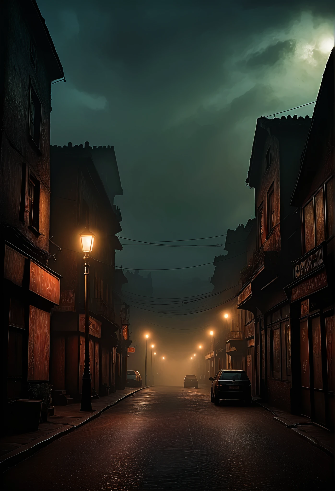 Silent Hill is a cursed city in Ralph Blackrock style. forgotten, dark, Scary Shadows in the City. in Ralph Blackrock style, Ed Emshwiller, Mariane Lawton , Arthur Rackham. very beautiful, Gash , cinematic, dark, creepy, Mysterious, modern vintage , Rich, deep colour, bohemian style. fog is thick fog . Yoshitaka Amano, ohara koson, Gian Lorenzo Bernini, Jean-Baptiste Monge, Nomura Tetsuya , transcendental lighting , rising black smoke , Super Detailed, Great Composition. super realistic pictures, --rainbow 5 --ar2:3 --expressive style --v 5.