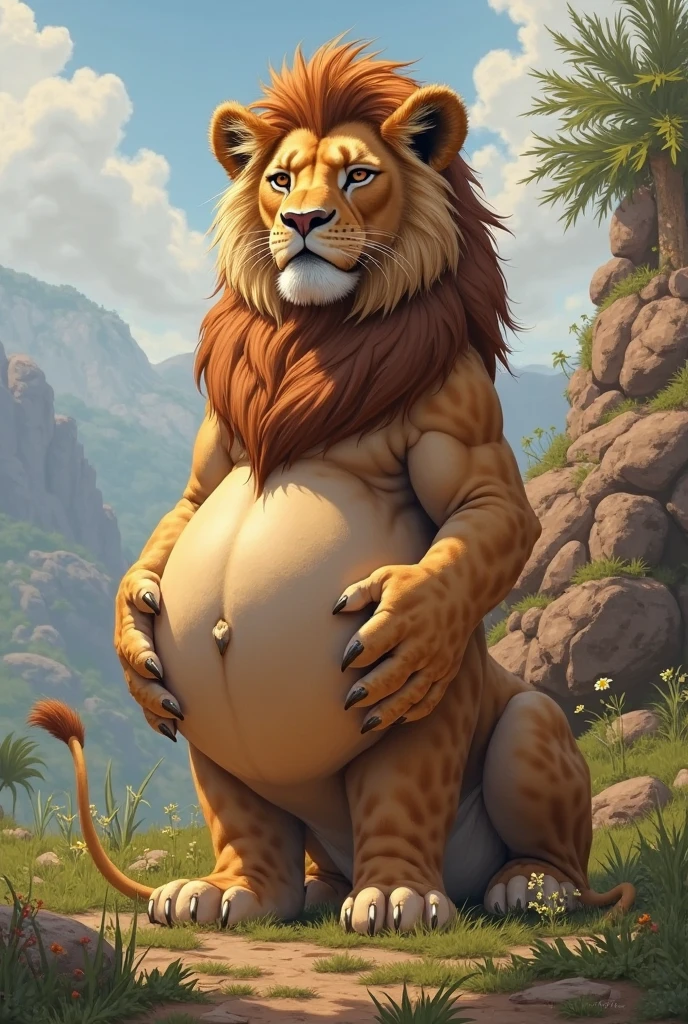 Alone, Lion, Male mature, Old, Big Ass, Ass, Eyes grandfather, Big belly, belly, big buttocks, Chubby, Fat, furry, NSFW, big nipples, nipples, grandfather.