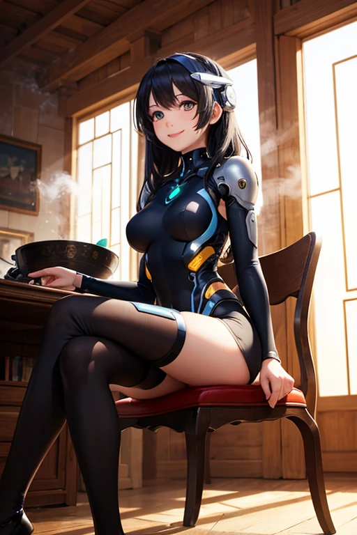 (masutepiece), (High Definition), 8K, 2 girls, 16 year old girl, Glossy skin, Well detailed face, In the crotch, Erect, cum shots, moaning, She is being stroked from behind, Mechanical girl stroking, arms in machine, Hold on tight, Two kiss each other. Surreal and realistic textures、dramatic lighting , sitting pose