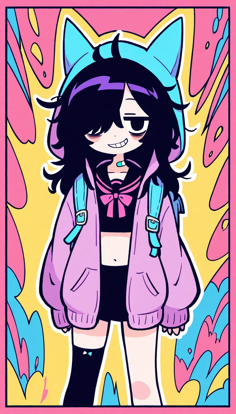 Diives arts style, Humanoid Capybara,furry Capybara, curly black hair, black Off Shoulder Sweatshirt, jeans shorts, black ripped fishnets, no stocking, black shoes vans style, round glasses