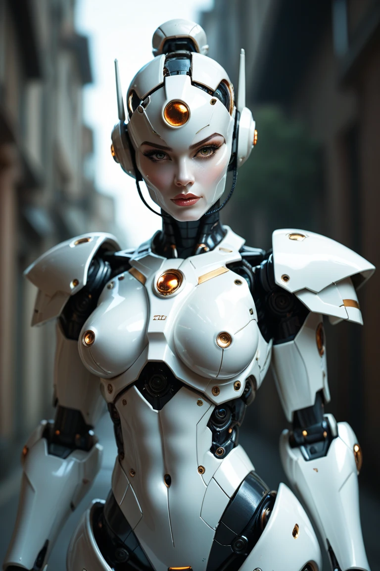 ((Best Quality)), ((Masterpiece)), (Very Detailed: 1.3), 3D, high saturation transparent robot transparent mecha valkirie-mecha, sexy cyberpunk (Virginian) woman wearing crown, with master chief style armor, brunette hair with braids, sci-fi technology, HDR (High Dynamic Range), ray tracing, nvidia RTX, super resolution, unreal 5, subsurface scattering, PBR texture, post-processing, anisotropic filtering, depth of field, maximum sharpness and sharpness, multi-layer texture, Specular and albedo mapping, surface shading, accurate simulation of light-material interactions, perfect proportions, octane rendering, duotone lighting, low ISO, white balance, rule of thirds, wide aperture, 8K RAW, high efficiency subpixels, subpixel convolution, light particles, light scattering, Tyndall effect, (very Beautiful , full body, battle pose),