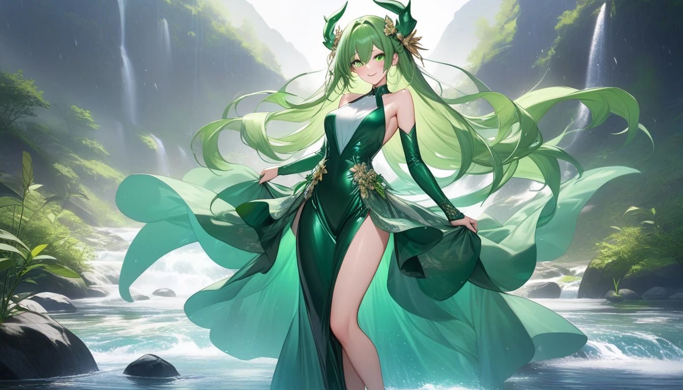 Final fantasy, Rydia, beautiful girl wearing skimpy robes, bare arms, bare legs, slender, pretty, crop top, exposed belly