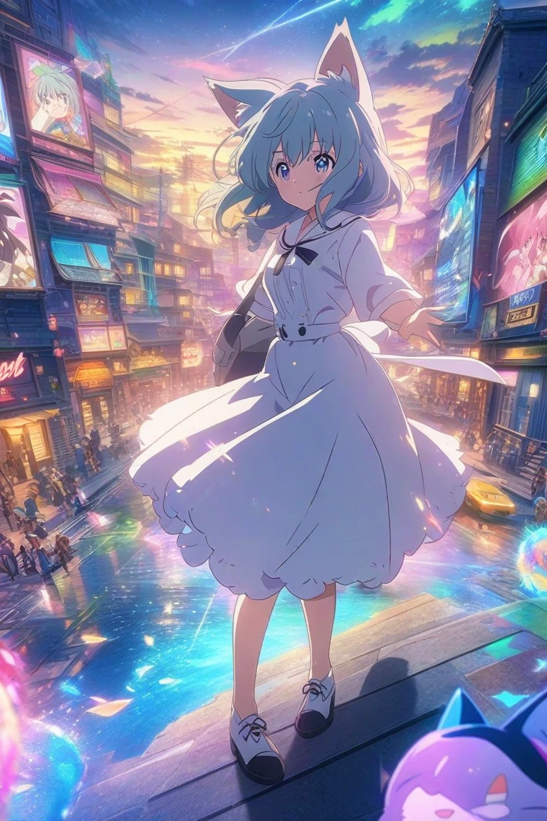(anime artwork, anime style, studio anime, very detailed, up to date, vibrant, Anime Coloring, high contrast, masterpiece:1.2, best quality, best aesthetics),3 girl, Medium chest, A glimpse of thighs,happy,aquarium,light smile, summer clothes,crowd,