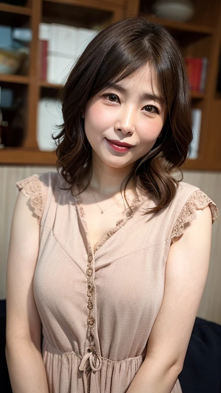 Mature elegant Japanese woman, 55 year old mature woman, Fine wrinkles, Lady, Detailed face, Beautiful Lips, Detailed face, Long eyelashes, Chubby body type, See through, Tearful tank top, slip, ((whole body)), sexy, glamorous, ((Low Ponytail)), Pearl Necklace, Red lipstick, Sensual, Charm, ((Spread your legs)), erotic