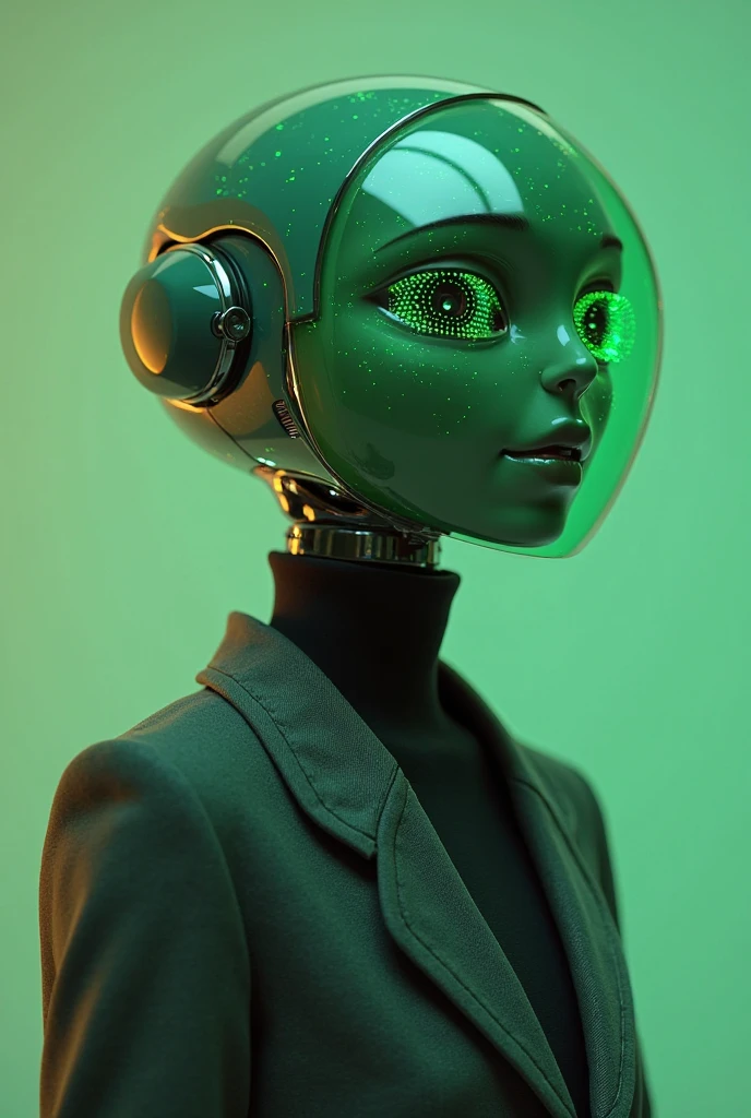 "(an alien female 12 years old character:1.2) with white skin, totally black and big eyes, and an otherworldly aura, the background is the cockpit of a spacecraft, yellow clothes"
