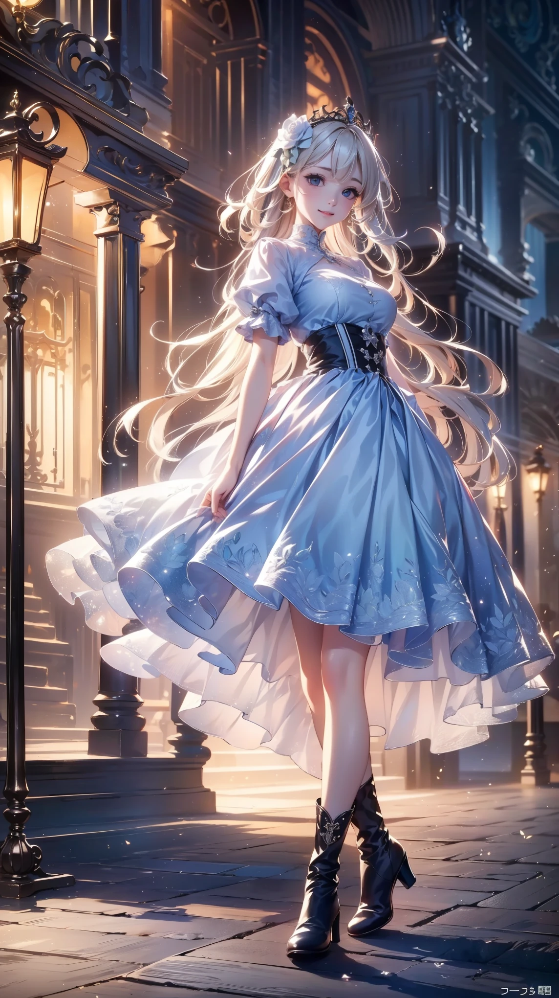 ( very detailed目, very detailed顔), ( realistic にสุดๆ, high resolution ), ( Top Quality :1.4), ( Top Quality ), portrait, 5, Midea, 1 girl ,score_9, score_8_ up, score_7_ up, score_6_ up, score_5_ up, score_4_ up, realistic skin texture that lasts deep into the middle of the night 、 Deep Night , RAW photos , ( realistic に, realistic :1.37), very detailed, Pro Pictures , (masterpiece:1.3, Top Quality , s uper high resolution, Ultramore ), ( realistic , photo realistic :1.4), beautiful illustrations , perfect lighting, anime style .( masterpiece : 1.2), ( very detailed: 1.2), ( very detailed CG: 1.2), ( high image quality : 1.2), (最 high image quality ), 8k, animated illustration , 、 beautiful girl 、とても cute天使、 gothic dress 、 cute、、smile、 long skirt、 Black Long Boots 、 Turquoise Eye, cute女性 ,street, Candy Store , sign,European Buildings,slate paved ,Rose flower,