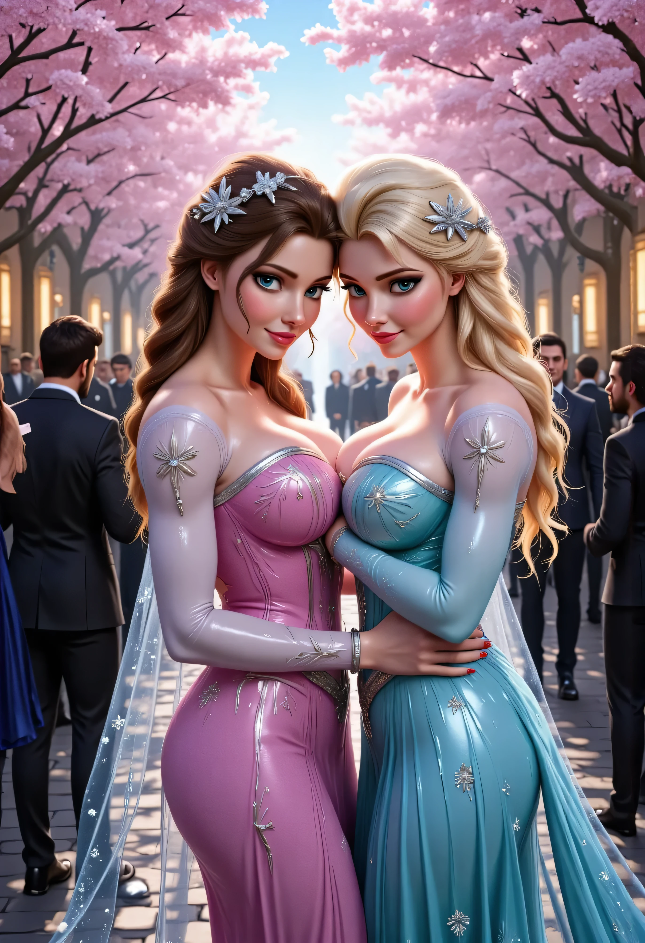     PRINCESS ELSA WITH HUGE BREAST SHOWING PINK PUSSY and IN DIFFERENT LOCATIONS can't wait for privacy, so they find a way to touch each other while out in public.
