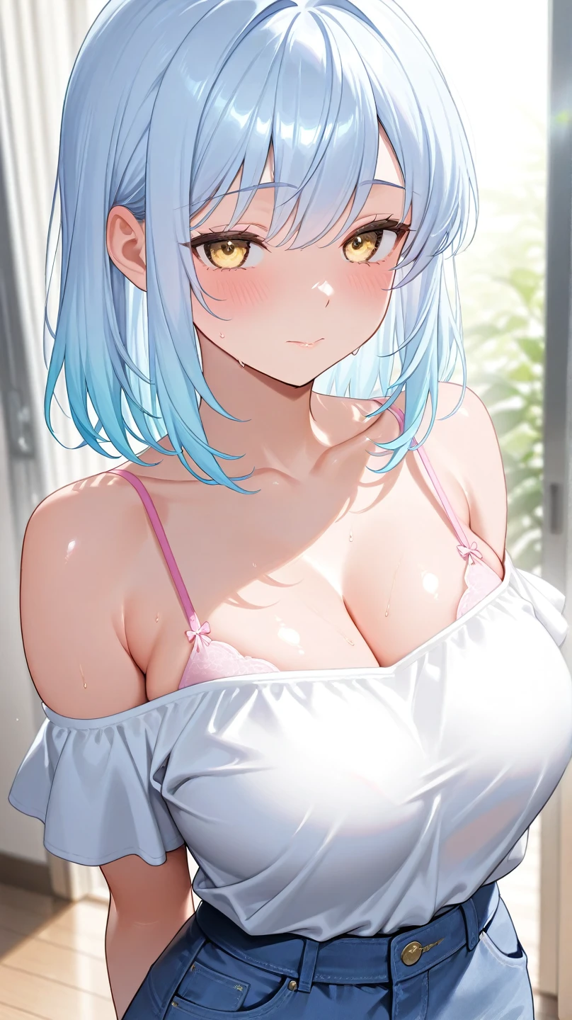 Lori huge breasts cleavage,white colored hair,Bad milk