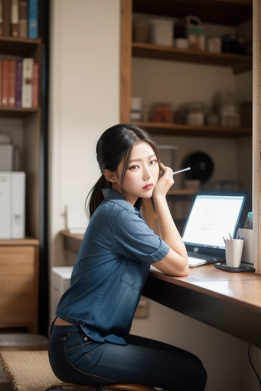 Studying alone late at night