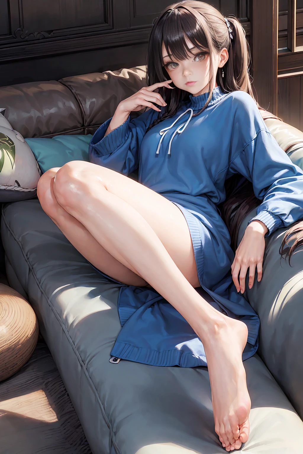 ((backwards:1.8, Point your butt at the camera:1.8, Japanese-style room at the ryokan:1.8, Sleep on a futon:1.5)), ((tracksuit:1.8, barefoot:1.5)), (smile:1.5), erect nipples, 1 girl, solo, 18-year-old, 7 head and body, Ideal ratio body proportions, black hair, With bangs, small breasts, slender, small butt, beautiful feet, skinny legs, Surrealism, cinematic lighting, Depth of bounds written, first person perspective, Breasts F/1.8, 135mm, ticker, muste piece, curate, ((anatomically correct:1.3)), textured skin, super detail, high details, high quality, Awards, best quality, High resolution, 8K