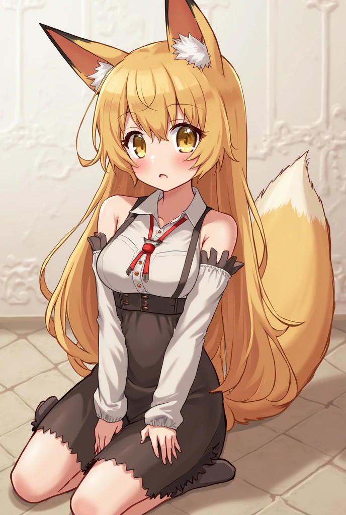 Anime. 1 girl. Baby. Kitsune. Blonde. Long hair. Blue eyes. Beautiful eyes. Perfect eyes. Expressive eyes. Blind eyes. Blind. Ideal face. Ideal anatomical body. Beautiful long legs. Beautiful body. Beautiful nose. Fox ears. Fox's tail. 12 years old. Embarrassment. Blush. Beautiful character design. Shiny skin. Dirty tunic. Torn Tunic. Slave. Collar. Shackles. On a chain. No panties. Barefoot. White cane in hand. Hand on crotch. Urinary incontinence. She wants to pee. She needs to pee. She has a strong, desperate urge to pee. He squeezes his crotch tightly. Rubbing the crotch. Slight forward bend. She peed herself. The girl can't stand straight. She pees standing up. She peed herself while standing in the raov market. Middle Ages. Fantasy. City. Town Square. Slave market. Tears on eyes. Cry. Snot flows from the nose. Whole body. nsfw. Official art. Extremely detailed CG Unity 8k wallpaper. Ideal lighting. Ultra high resolution 4K. Super detailed 8K. A high resolution.