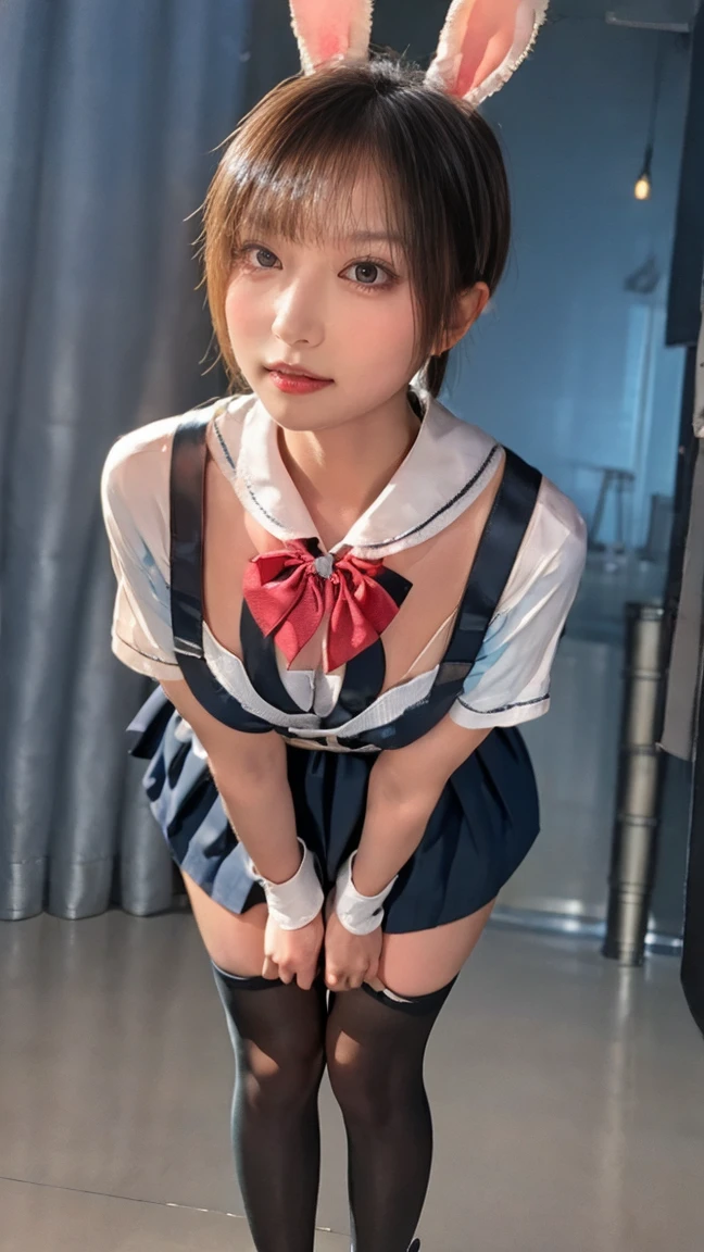 ((Highest quality)), Photogenic, Detailed skin, Detailed face, (Side-eyed tongue:1.5),ahegao, Mouth Opening, Long wet tongue, Drooling tongue, School classroom,Red Tie Uniform, Neat grey blazer,(Grey no-tuck mini skirt:1.7 ) ,15 years old, Shortcuts,Brown Hair, A mocking smile,(Thighs:1.5) ,knees, (((Crouched whole body:1.6))), pretty girl,Fresh and muscular thighs, loafers, White short socks with frills, Crouching, As if peering at me, Panty shot, ((((fellatio gesture: 1.6))), Handjob, ((Spread your legs out to the side:1.4))