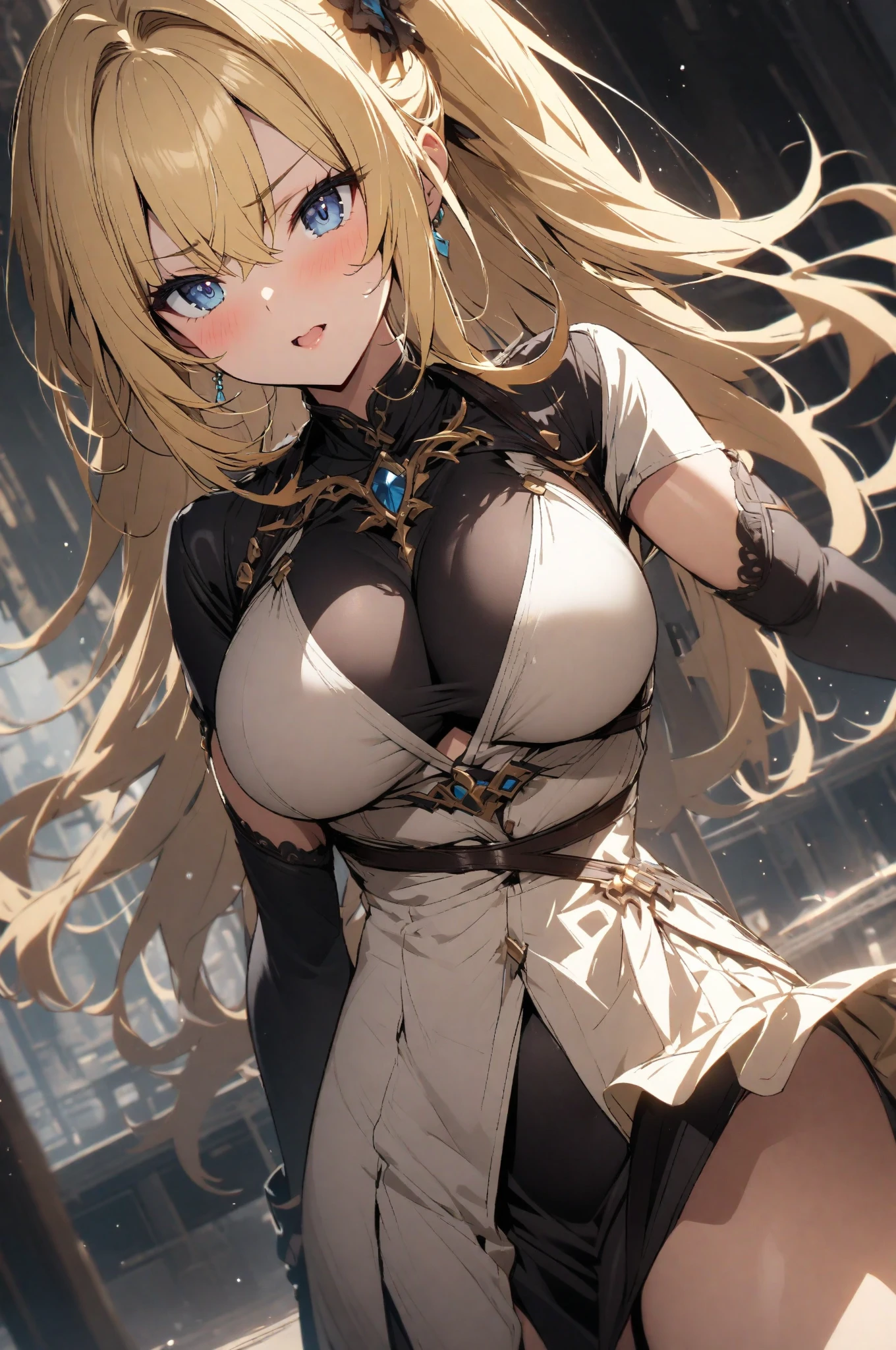 best qualityer,tmasterpiece,Ultimate resolution,downy,Extremely colorful,Colorful,western regions,,(Kneeling pose)Oral sex,mating,blond hairbl,Bikini costumes,Exotic,huge tit,Crop topping,short skirt,Black socks,heeled sandals,veils,Normal posture