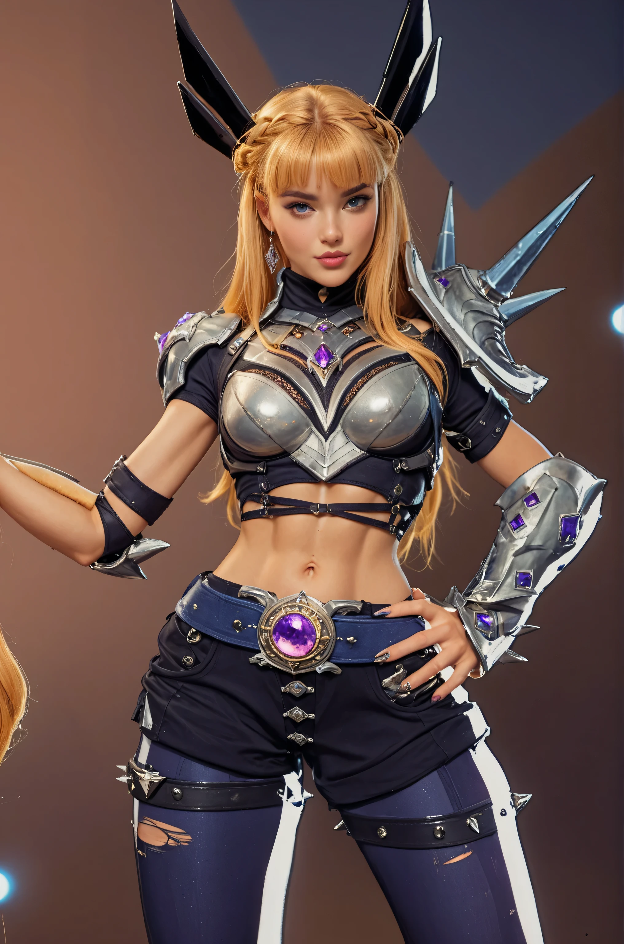 Realistic, medium breasts, very long golden hair, sexy body, slim waist, athletic, Magik