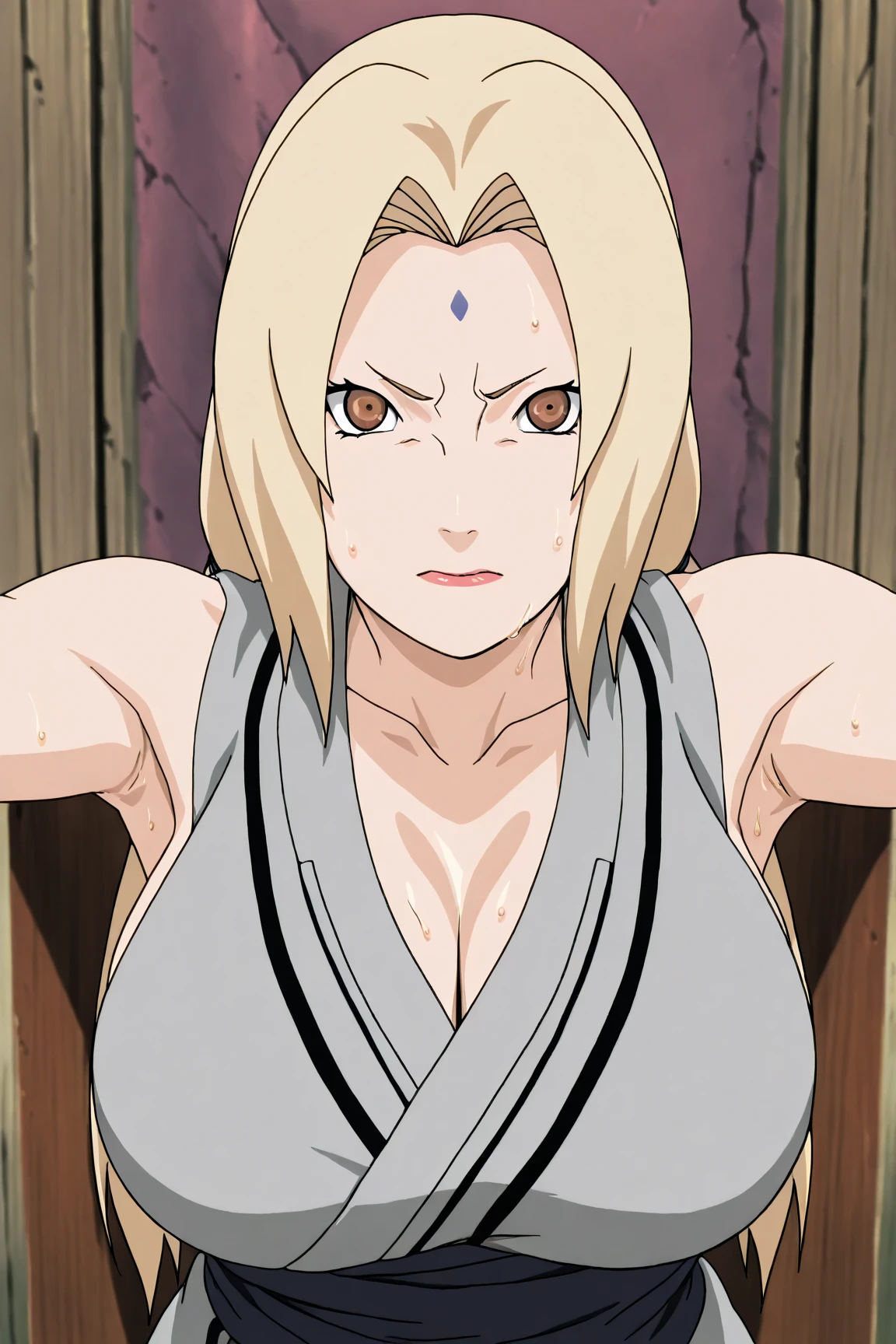 alone focus, alone, close, View your audience,In underwear (Lips parted:1.2), ((Tsunade)), 1 person,((Tsunade milf physique)),(Forehead mark ), bob hair,blonde, eye,Hair Clip, eye, smile, from the front,Huge breasts,Thick thighs,((Sharp details High resolution body parts Perfect body parts )),(((blush、blush、Red Nose、blush、blush ))),(Sad expression),((1 person)),(alone), (In underwear), ((Front view)),((The distance between the viewers is long)),((Are standing))Beautiful white skin with a pinkish tint,4K,8k,16K, Look at this,Textured skin,