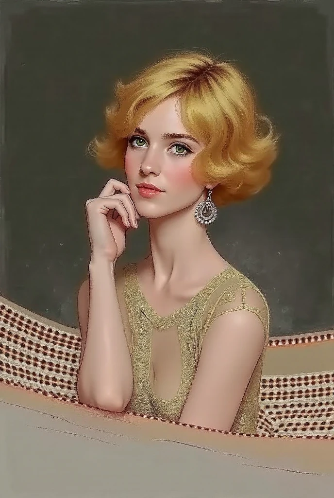 masterpiece, best quality, extremely detailed, hyperrealistic, photorealistic, a beautiful 20s french model, black background, beige t-shirt:1.2, ultra detailed face, short hair, blonde hair, pale skin, busty breasts, serene