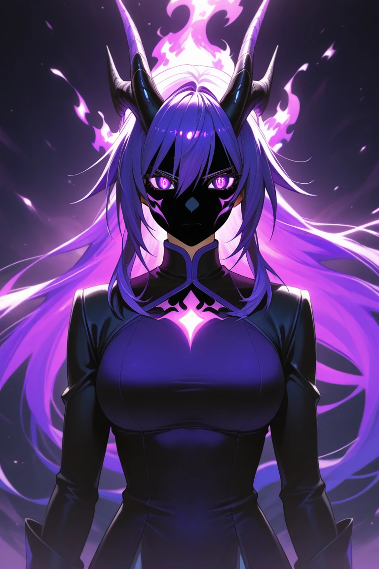 (((8K))), black anthropomorphic cat, purple eyes, glowing purple markings, purple aura, flat chested