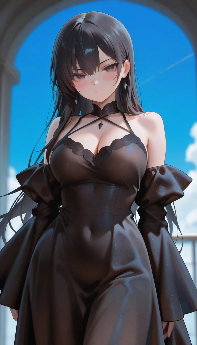 ((best quality)), ((masterpiece)), (detailed), A girl inside the up part of  A gigantic hourglass, sunLight and the Sea behind the gigantic hourglass