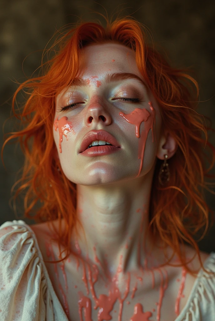 ((masterpiece)),((best quality)),8k,high detailed, ultra-detailed, intricate detail,1-pale-woman, upper body, gossghost, (red long tongue:2),tongue out, (blue) (otherworldly and bizarre), alien and mesmerizing, Tongues intertwined in an alien dance, (extraterrestrial beauty), surreal and vibrant color palette, Asymmetric composition, Unreal Engine rendering, capturing the enigmatic beauty of an alien planet, high saturation, 