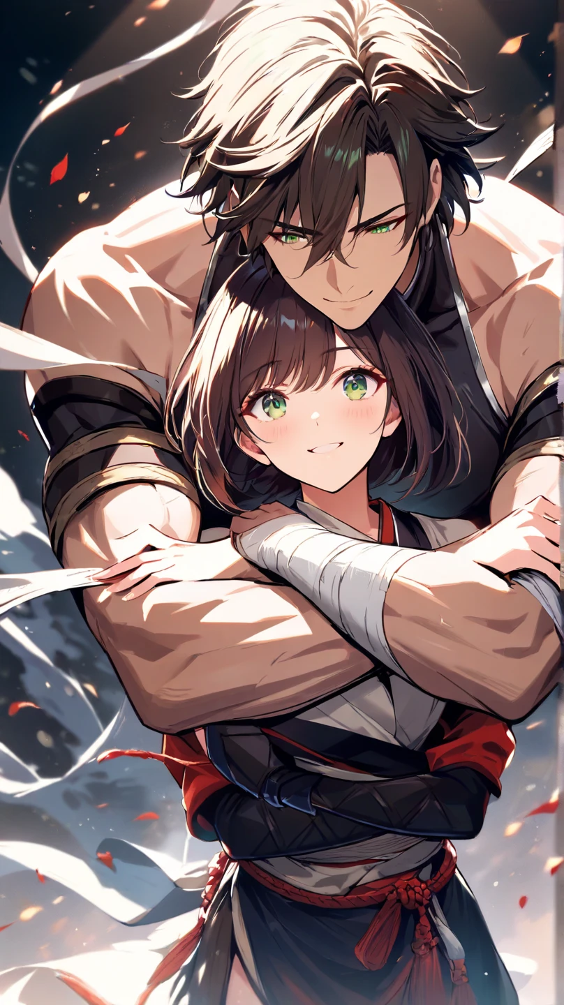 A fighter，Cover the retreat of the family，Ten thousand arrows struck in front of the warrior，There was a blur of flesh and blood all around，The warrior holds a sword in his hand，Shouting desperately，His wife fled desperately with her child in her arms