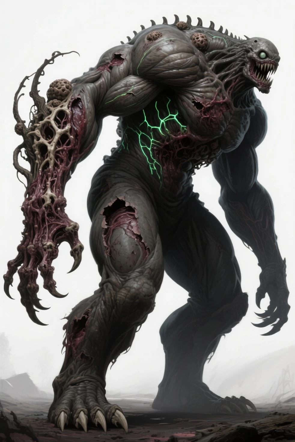 a drawing of a man with a large, muscular body and a large, muscular head, Cyborg undead muscular male, symbiote, powerful male scarecrow, detailed full body concept, male djinn man demon hybrid, doc, full body concept, evil Medusa, covered in tentacles, venom symbiote, a humanoid thistle monster, Mixture of venom and cthulhu
