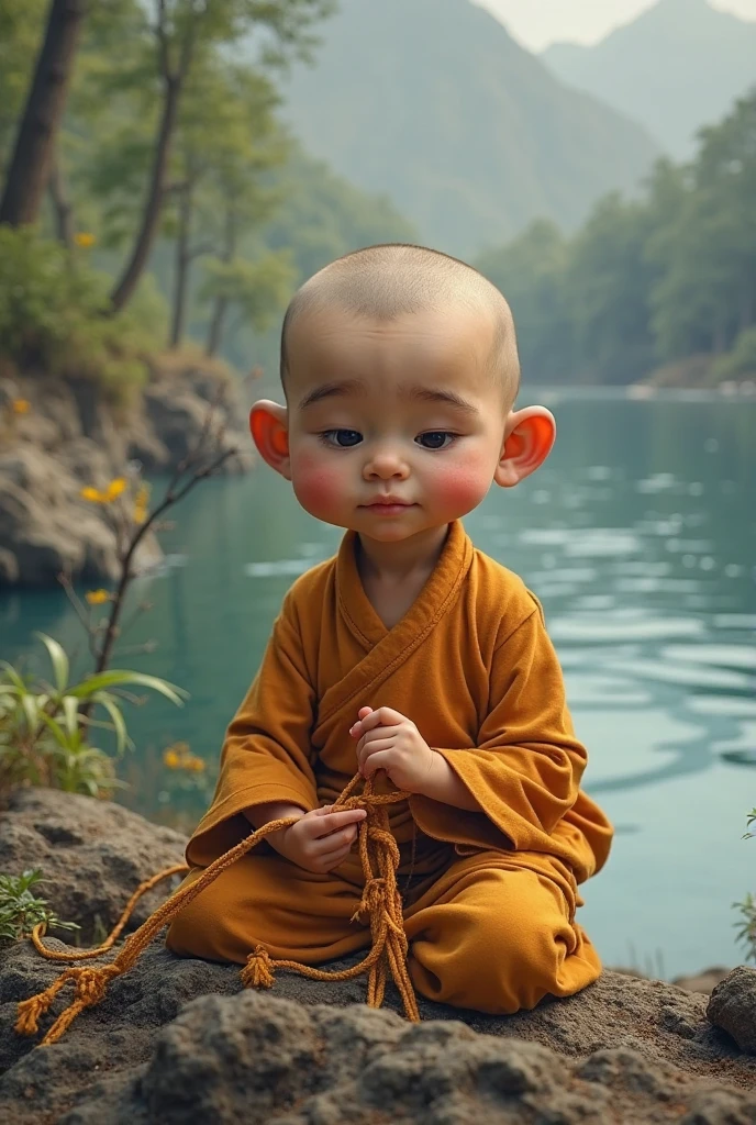 A little monk with fleshy cheeks