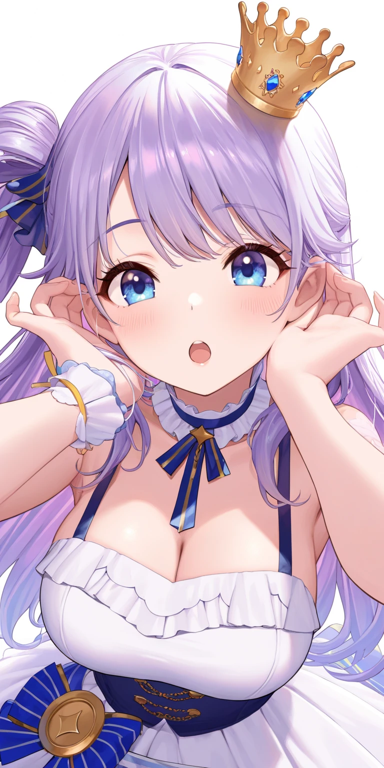 woman、14 years old、Light purple long twin tails、height: 145cm、Bust: 98cm、Waist: 72cm、Hips 88cm、eyes drooping slightly、Sexy pink sheer panties、Red Garter Belt、Red Stockings、She has her tongue out and an ecstatic look on her face, Feel joy.Showing off pussy