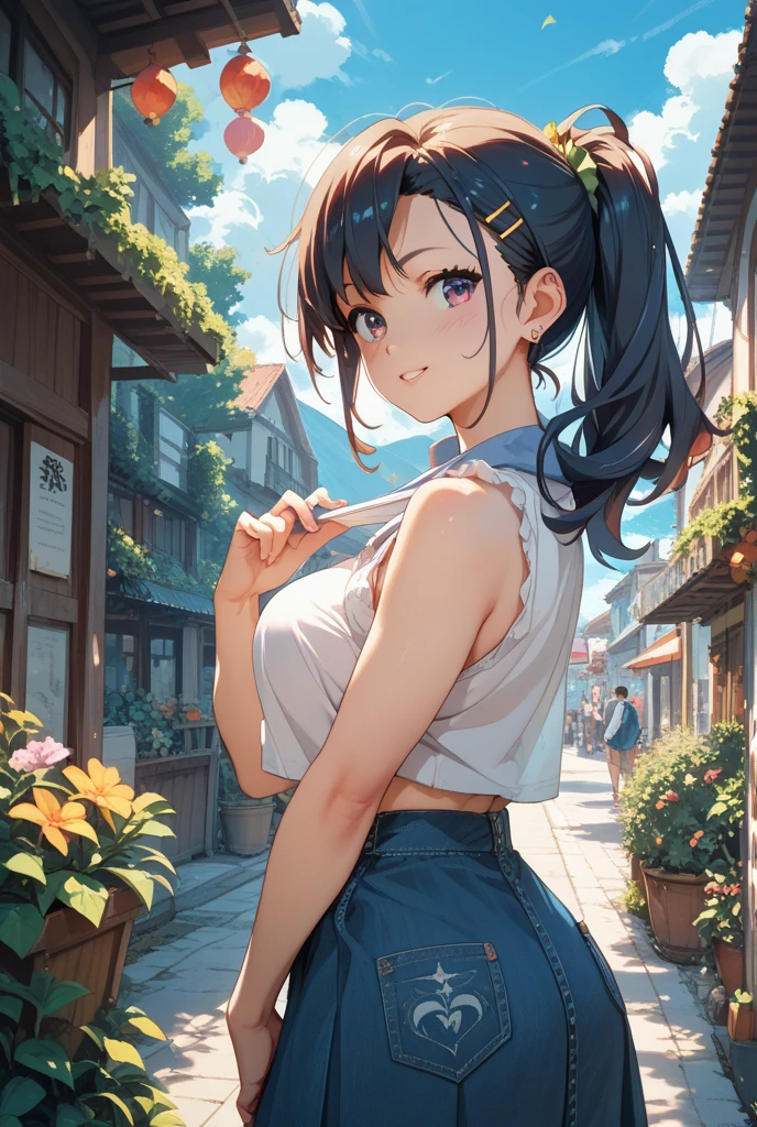 ((masterpiece、4k、8K(masterpiece, highest quality:1.6), thighs, beautiful girl, garden, blue sky, looking at the viewer, thin waist, official art, 生写real, can&#39;t believe itほど不条理, face light, dynamic lighting, cinematic lighting, surreal, High resolution, 写real撮影, sharp focus, most detailed, very detailed, super detailed, finely, very detailed目と顔,fluttering grass,(spring,cherry blossomsの花),petal,(Lens flare),altocumulus,bright light,cool breeze,(shade) internal [cherry blossoms],grassland,.best image quality，naked，wipe panties，publish one&#39;chest of，セクシーでExcited，beautiful breasts,white skin,pointed chest,erect nipples,porn images，lots of sweat，wet costume，wet body，See through，underskirt lift，nipple slip from，cum on chest，cum in pussy，master piece, best quality, star, overlook the city, Intense shading, actual, real, can&#39;t believe it_yellow plum, wallpaper, colorful, girl, 長い灰色のhair, ピンクのhairの, curly, view viewer, Smilingly, Excited, ribbed sweater ,(Lower bust:1.3), crop top, T-shirt， Minkits, white pantyhose, bow, hair_bow, pink collar , , ear nipple rings, ,((bulge skirt)), ((The wind blows up my skirt)), ((silk panties)), break, ((strong wind from the front)), (embarrassing:1.6), ((blush))