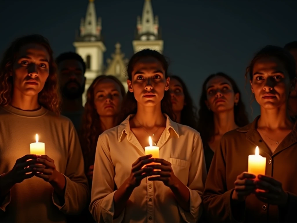 Women rally in a night with candle
5 photo